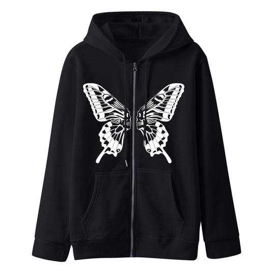 Damen Kapuzensweatjacke mit einzigartigem Schmetterlingsdruck EB