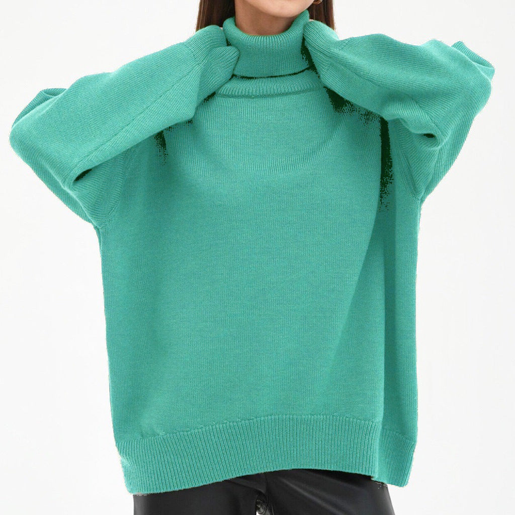 Damen Oversized Rollkragenpullover mit Rippstruktur EB
