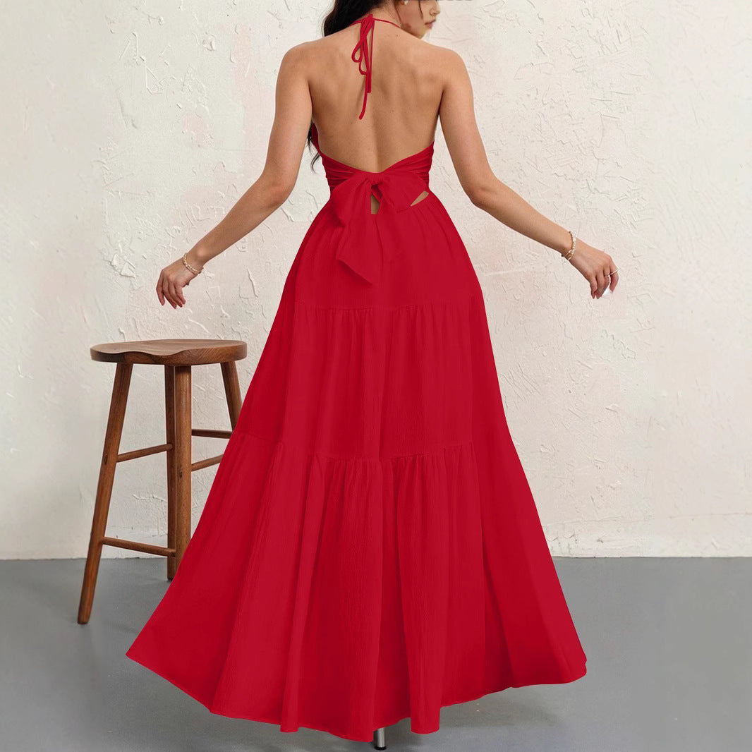 Damen Maxikleid mit fließendem Schnitt und tiefem Ausschnitt EB