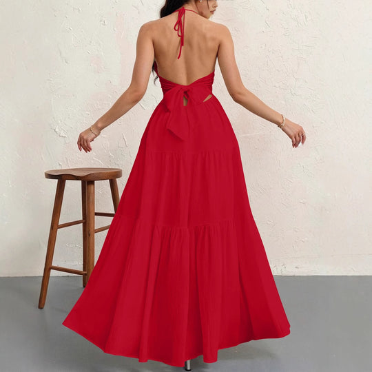 Damen Maxikleid mit fließendem Schnitt und tiefem Ausschnitt EB
