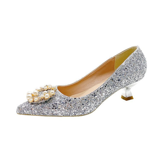 Damen Glamouröse Pumps mit Perlenschmuck EB