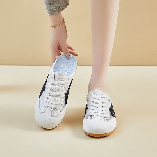Damen Atmungsaktive und komfortable Slipper mit Mesh und Wildlederoptik EB