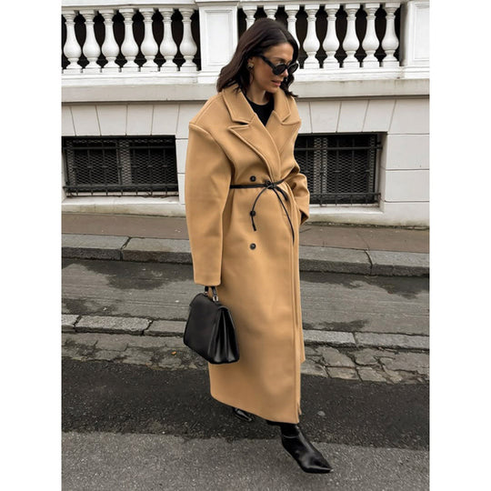 Damen eleganter Wollmantel im modernen Retro-Design EB