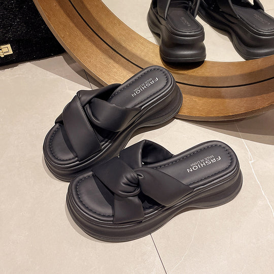 Damen modische Slipper mit elegantem Knoten-Design und bequemer Sohle EB