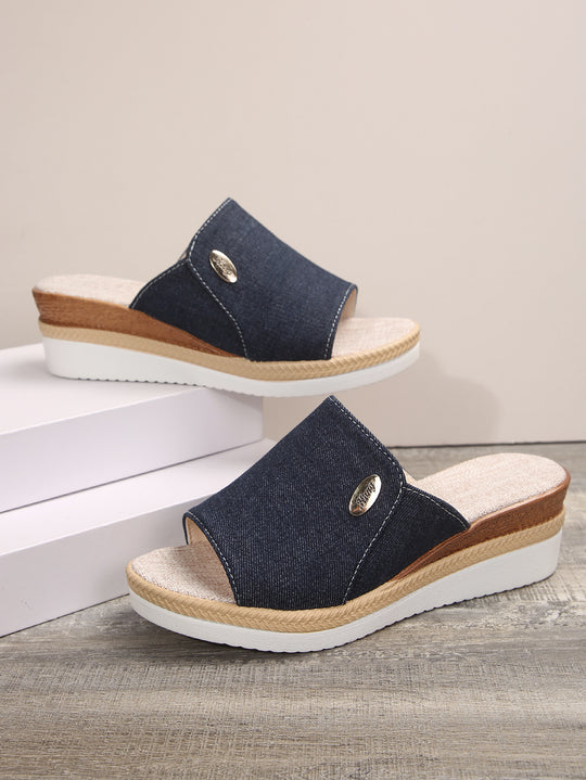 Damen Wedge-Sandalen mit eleganter Textil-Oberfläche und komfortabler Fußbettgestaltung EB
