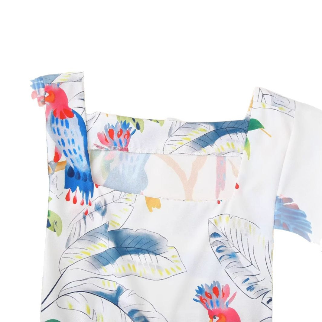 Damen Maxikleid mit floralen Mustern und luftigen Ärmeln EB