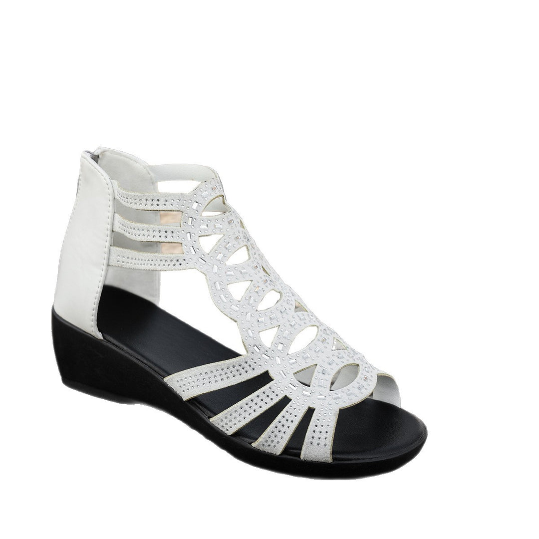 Damen Wedge-Sandalen mit dekorativen Cut-Outs und elastischen Riemen EB