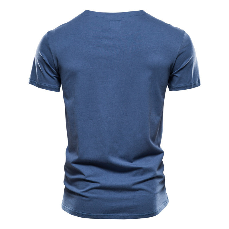 Herren Kurzarm-Shirt mit modernem Henley-Ausschnitt und Brusttasche EB