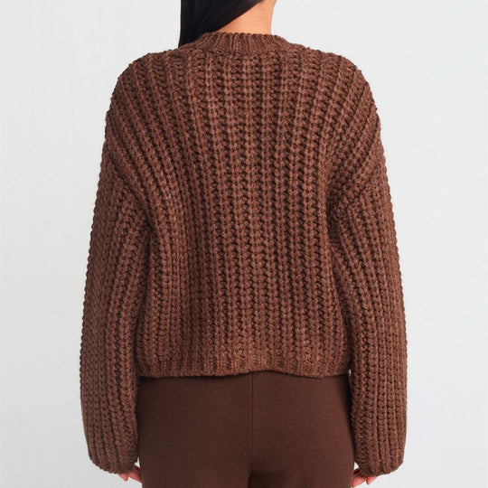 Damen Grobstrick-Pullover mit Taschen und Oversize-Silhouette EB
