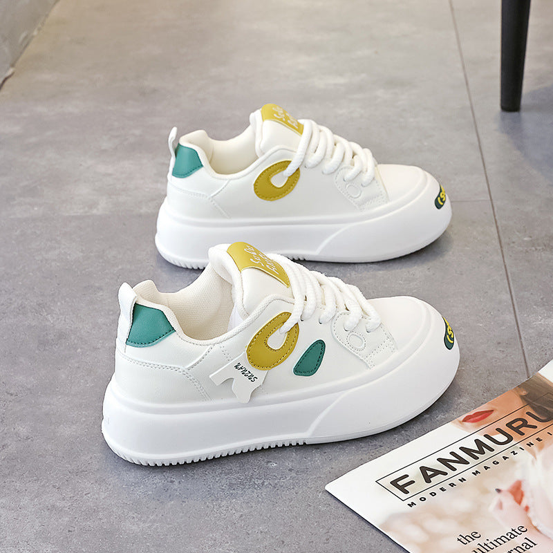 Damen modische und bequeme Sneakers mit hoher Sohle und klarem Design EB