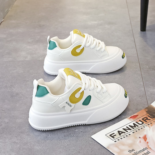 Damen modische und bequeme Sneakers mit hoher Sohle und klarem Design EB