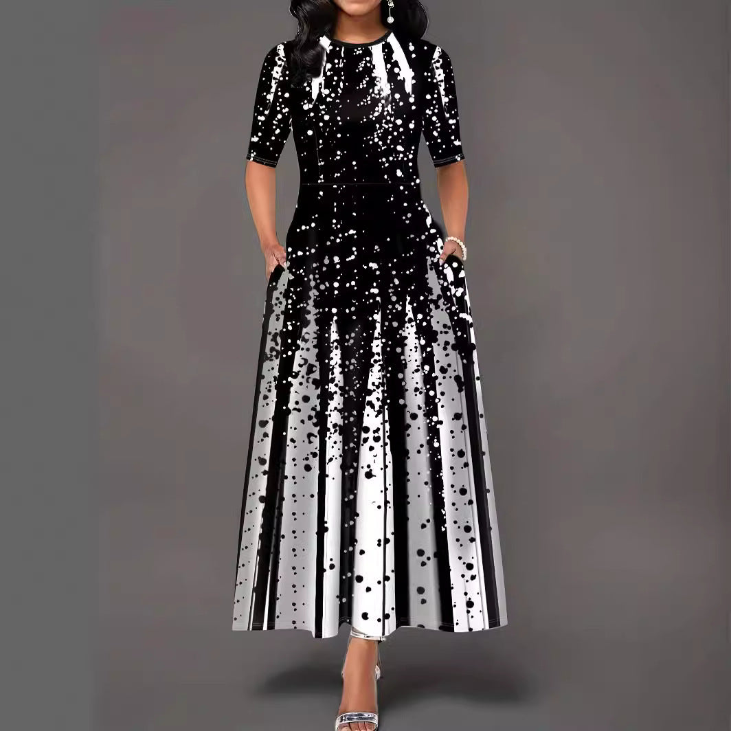 Damen Maxikleid mit elegantem Spritzmotiv EB