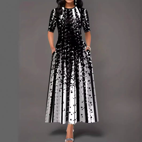 Damen Maxikleid mit elegantem Spritzmotiv EB
