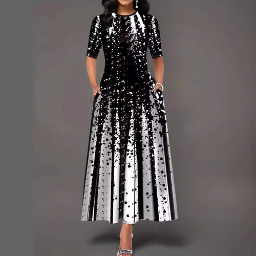 Damen Maxikleid mit elegantem Spritzmotiv EB