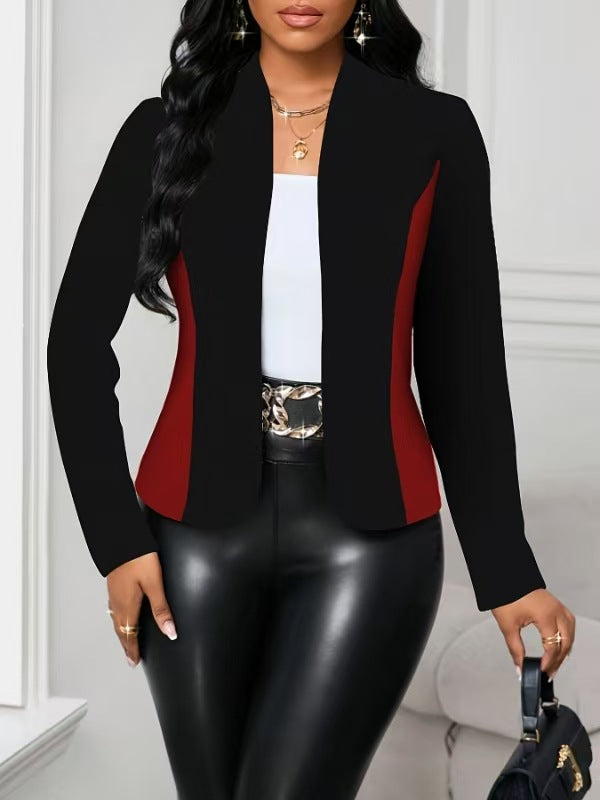 Damen moderne Blazerjacke mit farblich abgesetzten Einsätzen EB