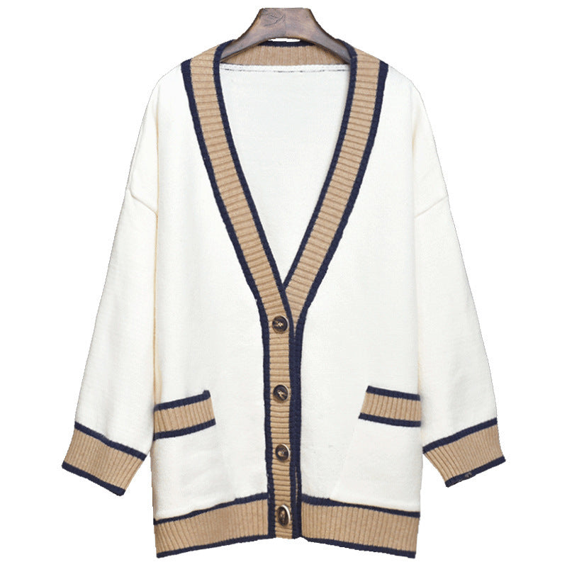 Damen Lässiger Strickcardigan mit attraktiven Kontrastsäumen und praktischen Taschen EB