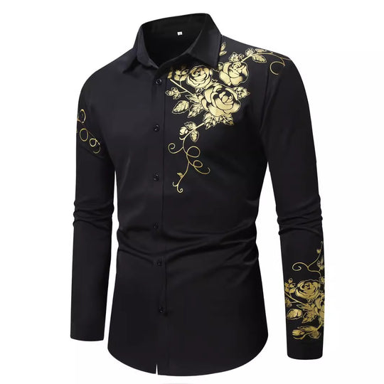 Herren Langarmhemd mit floralem Design EB