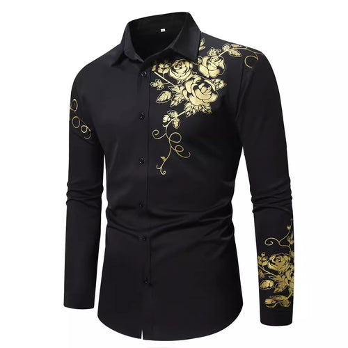 Herren Langarmhemd mit floralem Design EB