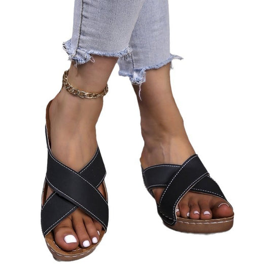 Damen Komfortable Clogs mit trendigem Überkreuz-Riemen EB