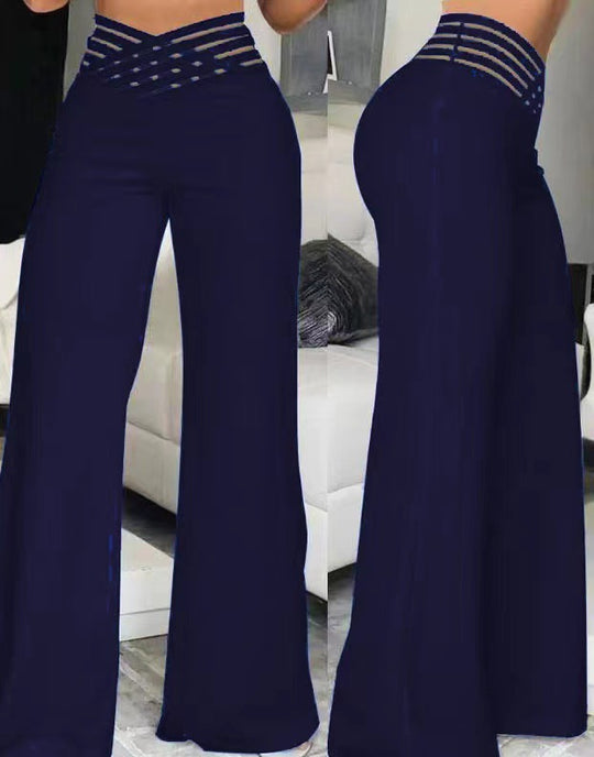 Damen weite Culotte-Hose mit modernem Cut-Out und elastischem Bund EB