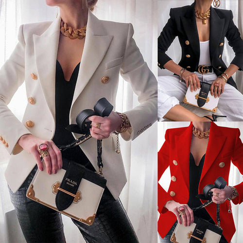 Damen Edler Blazer mit Goldknopf-Detail und klassischem Schnitt EB