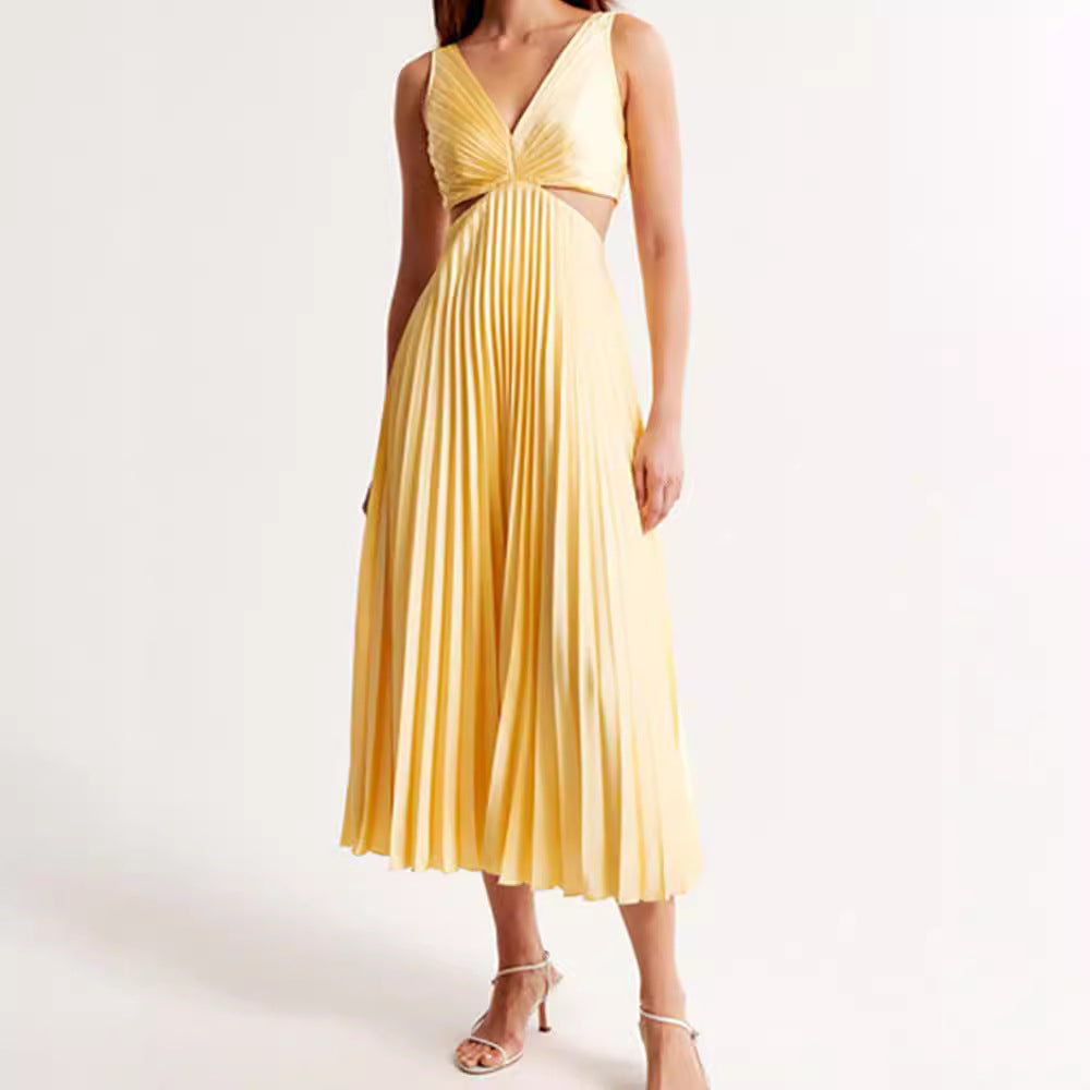 Damen Elegantes Maxikleid mit V-Ausschnitt und raffinierten Drapierungen EB