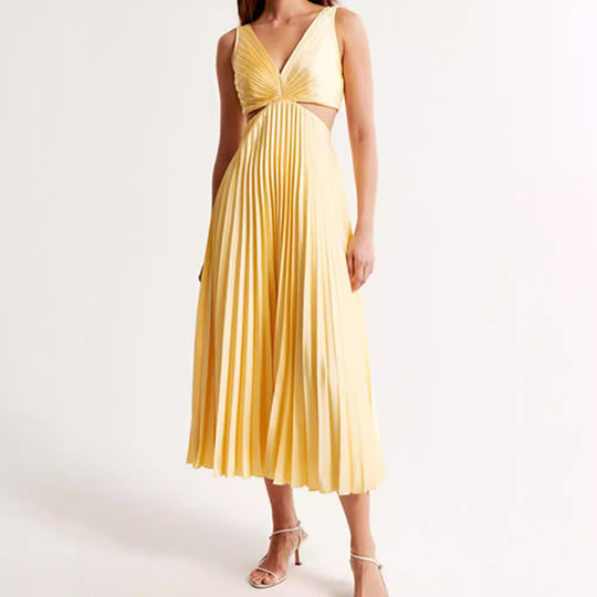 Damen Elegantes Maxikleid mit V-Ausschnitt und raffinierten Drapierungen EB