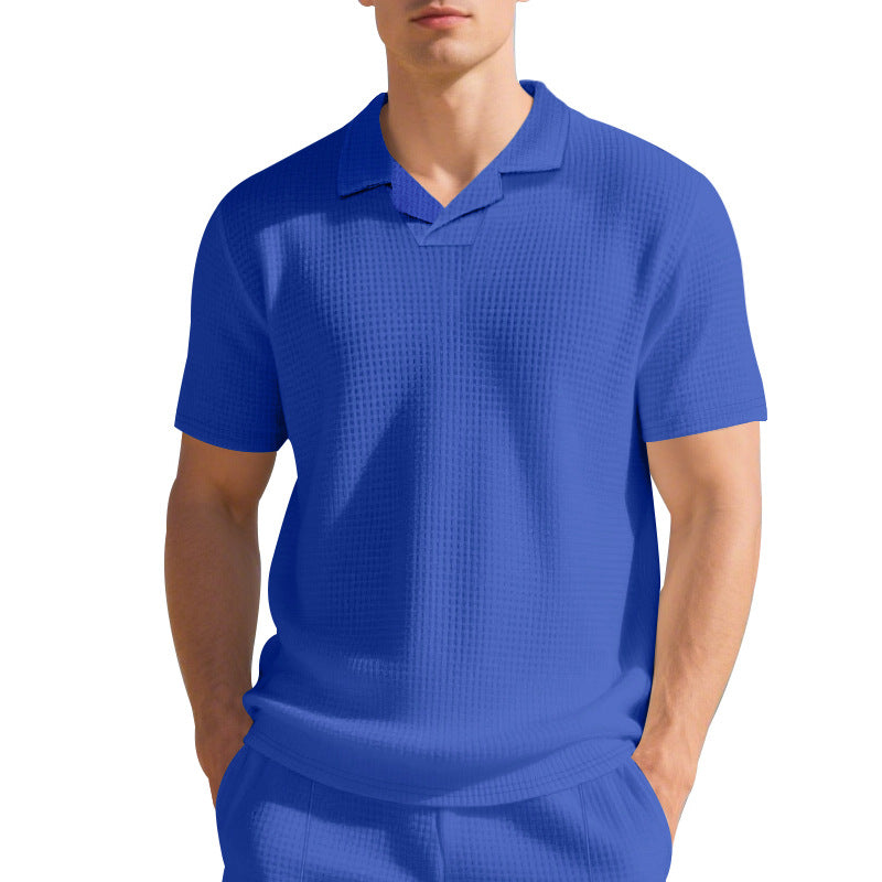 Herren Kurzarm Poloshirt mit strukturiertem Design und modernem Stehkragen EB