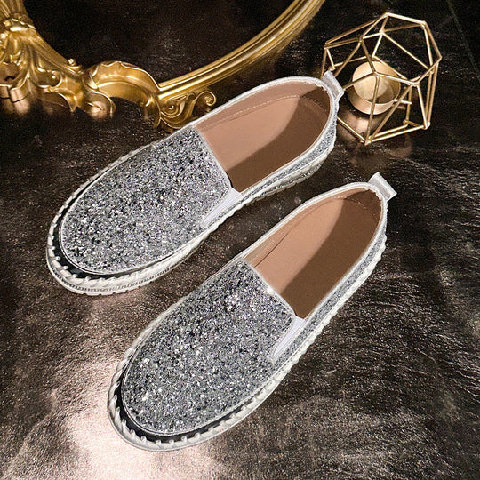 Damen Glitzernde Slip-On Sneakers mit flexiblem Sohlenprofil EB