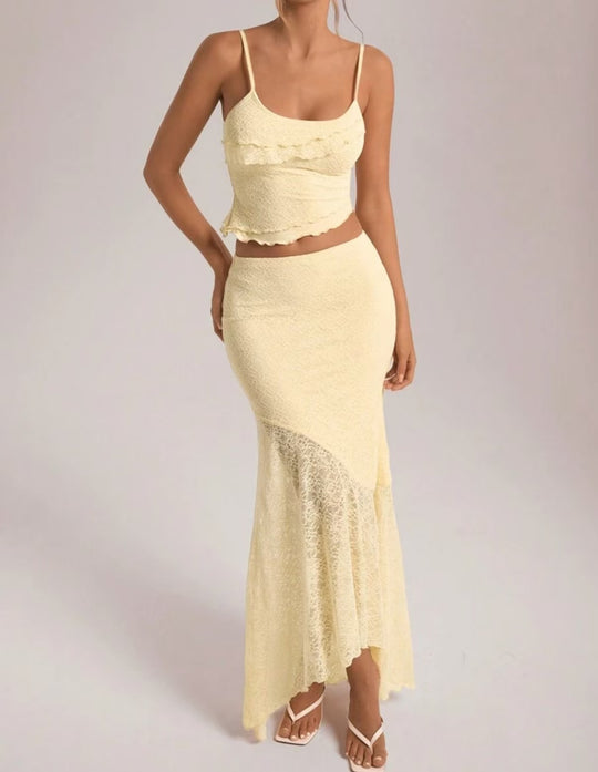 Damen Spitzen Set mit Rüschendetails EB