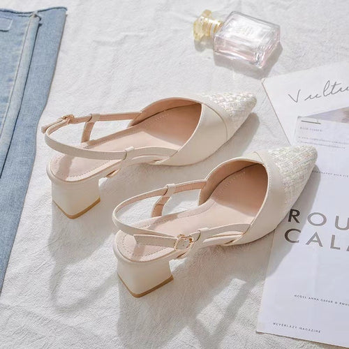 Damen Slingback Sandaletten mit elegantem Design und verziertem Absatz EB