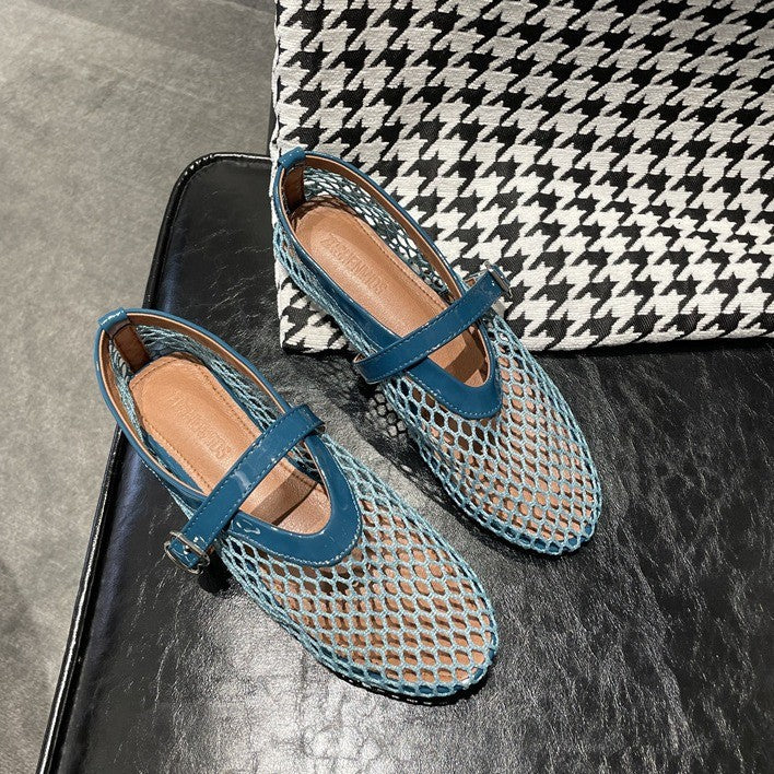 Damen Netz-Slipper mit verstellbarem Riemen und weichem Innenfutter EB