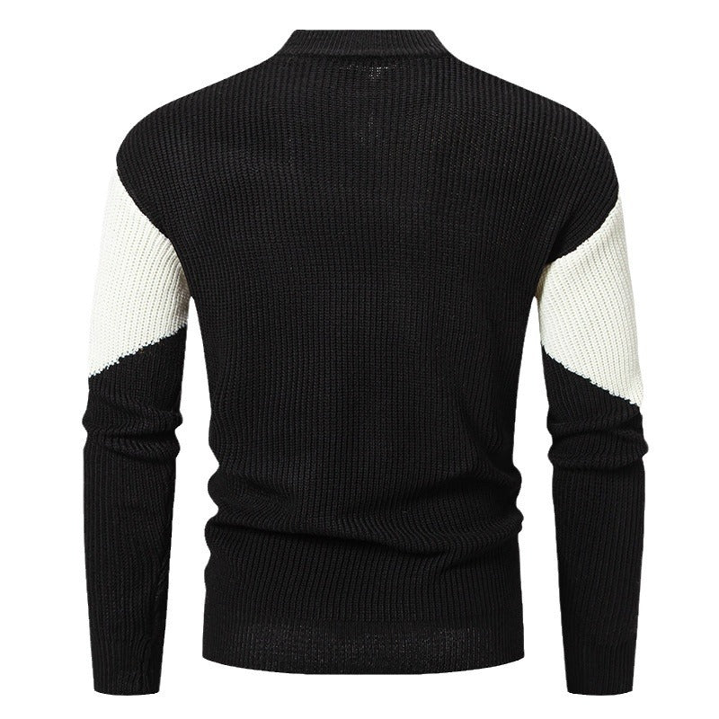 Herren modischer Rollkragenpullover mit grafischem Farbblockdesign EB