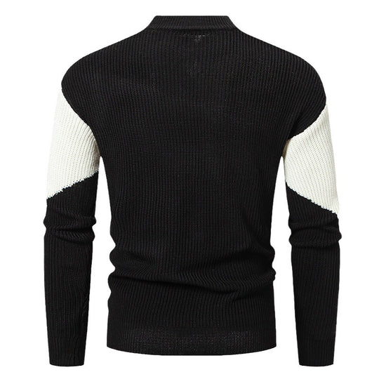 Herren modischer Rollkragenpullover mit grafischem Farbblockdesign EB