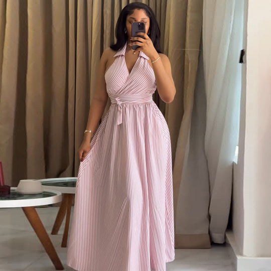 Damen Maxikleid mit elegantem Wickel-Design und hohem Schnitt EB