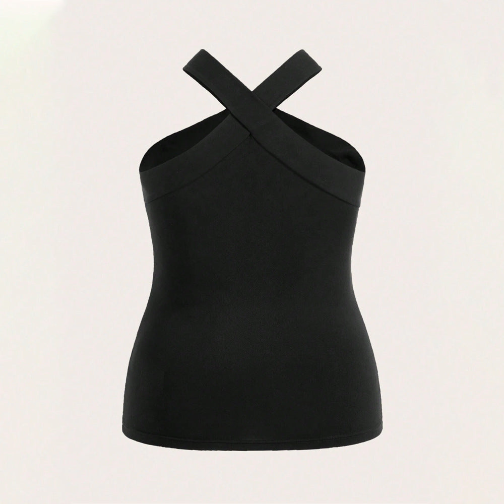 Damen Crop-Top mit schickem Kreuz-Ausschnitt und figurbetontem Schnitt EB