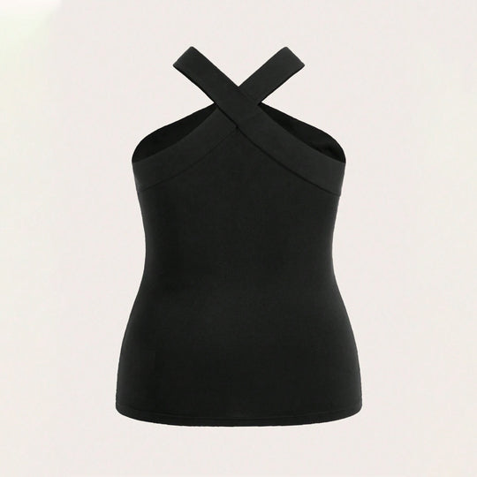 Damen Crop-Top mit schickem Kreuz-Ausschnitt und figurbetontem Schnitt EB