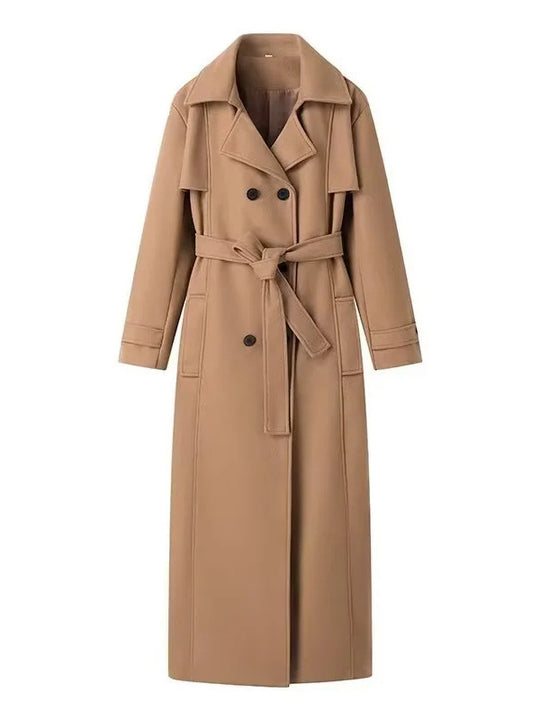 Damen Trenchcoat mit modischer Taillierung und doppelt geknöpfter Front EB