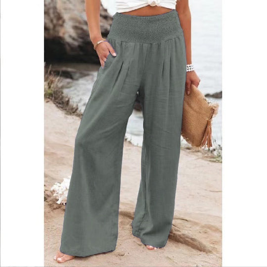 Damen weite Sommerhose mit elastischem Bund und komfortablem Schnitt EB