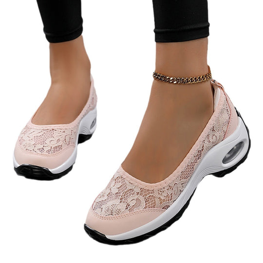Damen Elegante und bequeme Ballerinas mit atmungsaktivem Spitzenoberteil EB