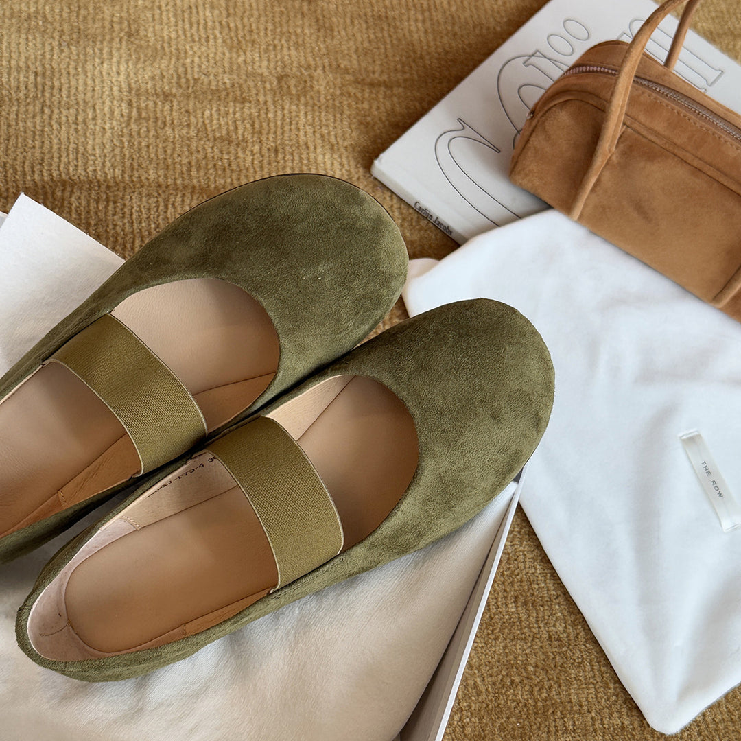 Damen Ballerinas mit modischem Riemchen und samtigem Obermaterial EB