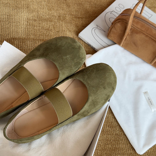 Damen Ballerinas mit modischem Riemchen und samtigem Obermaterial EB