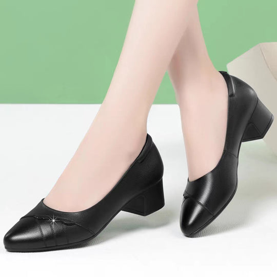 Damen elegante Pumps mit stilvollem Wellenmuster und komfortablem Blockabsatz EB
