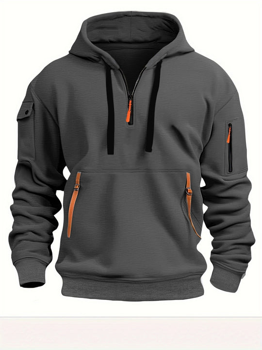 Herren funktionaler Kapuzenpullover mit modischen Reißverschlusstaschen EB