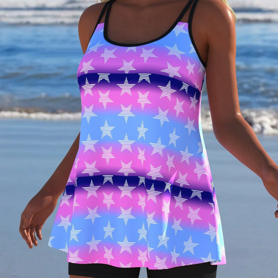Damen Schwimmanzug mit modischem A-Linien-Schnitt und floralem Design EB