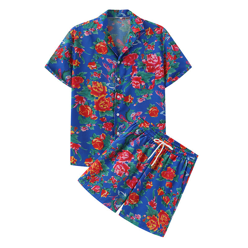 Damen Sommerliches Set mit floralem Kurzarmhemd und Shorts EB