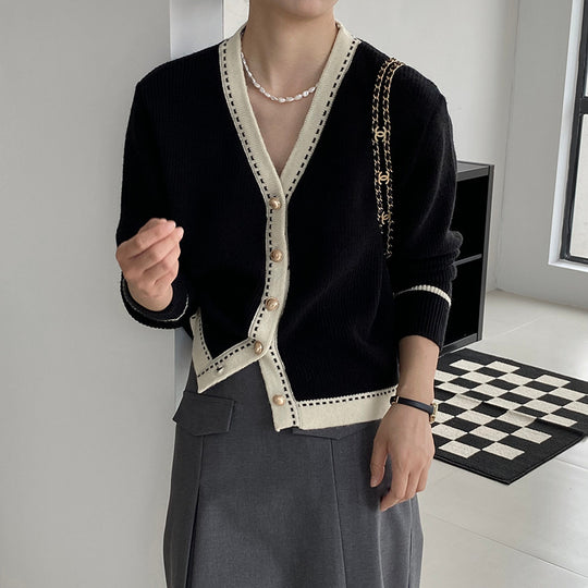 Damen Strickjacke mit kontrastierenden Details EB