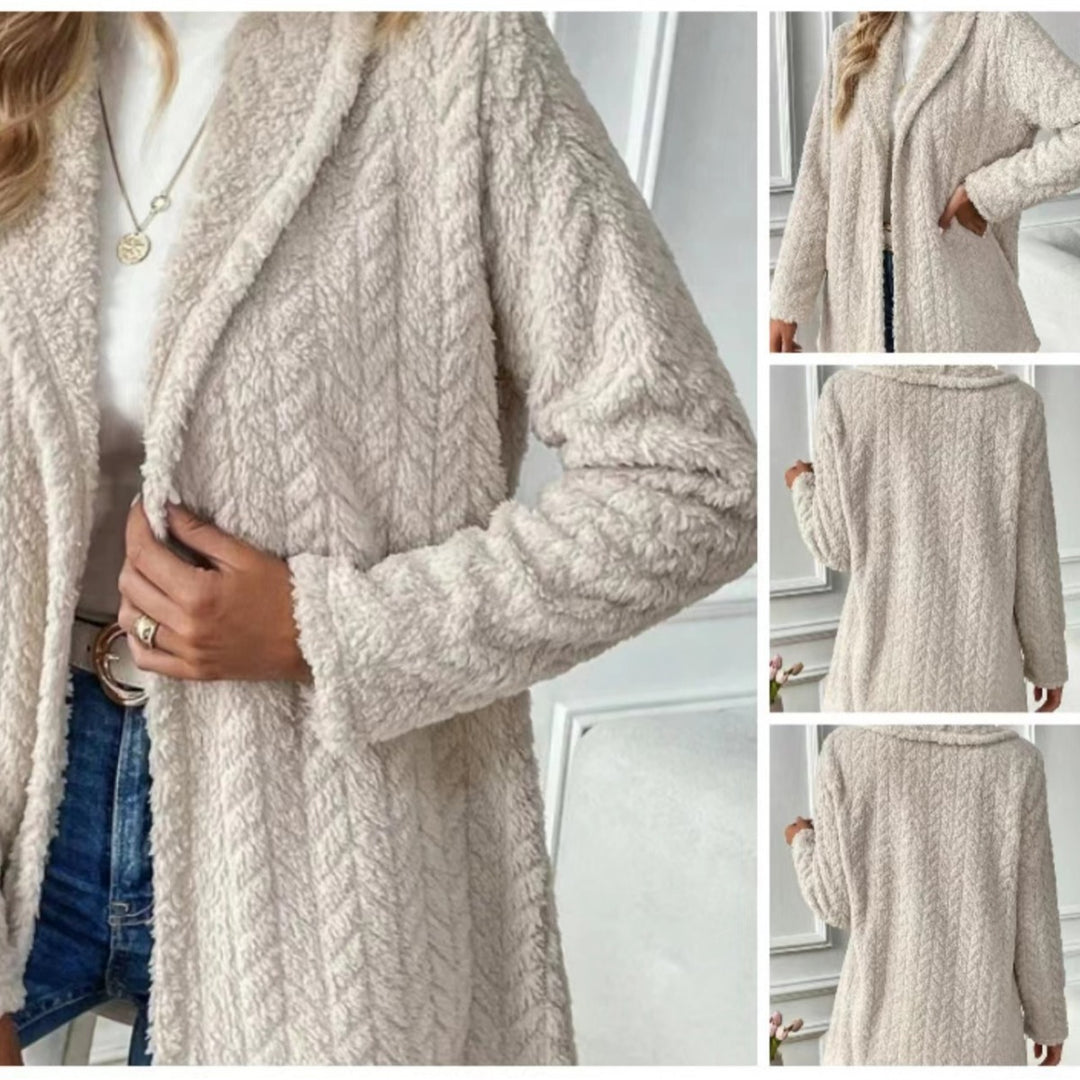 Damen Elegante und lässige Plüsch-Jacke mit strukturiertem Design EB