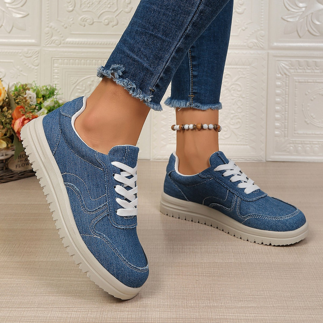 Damen Sneakers im lässigen Denim-Look mit komfortabler Profilsohle EB