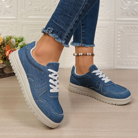 Damen Sneakers im lässigen Denim-Look mit komfortabler Profilsohle EB
